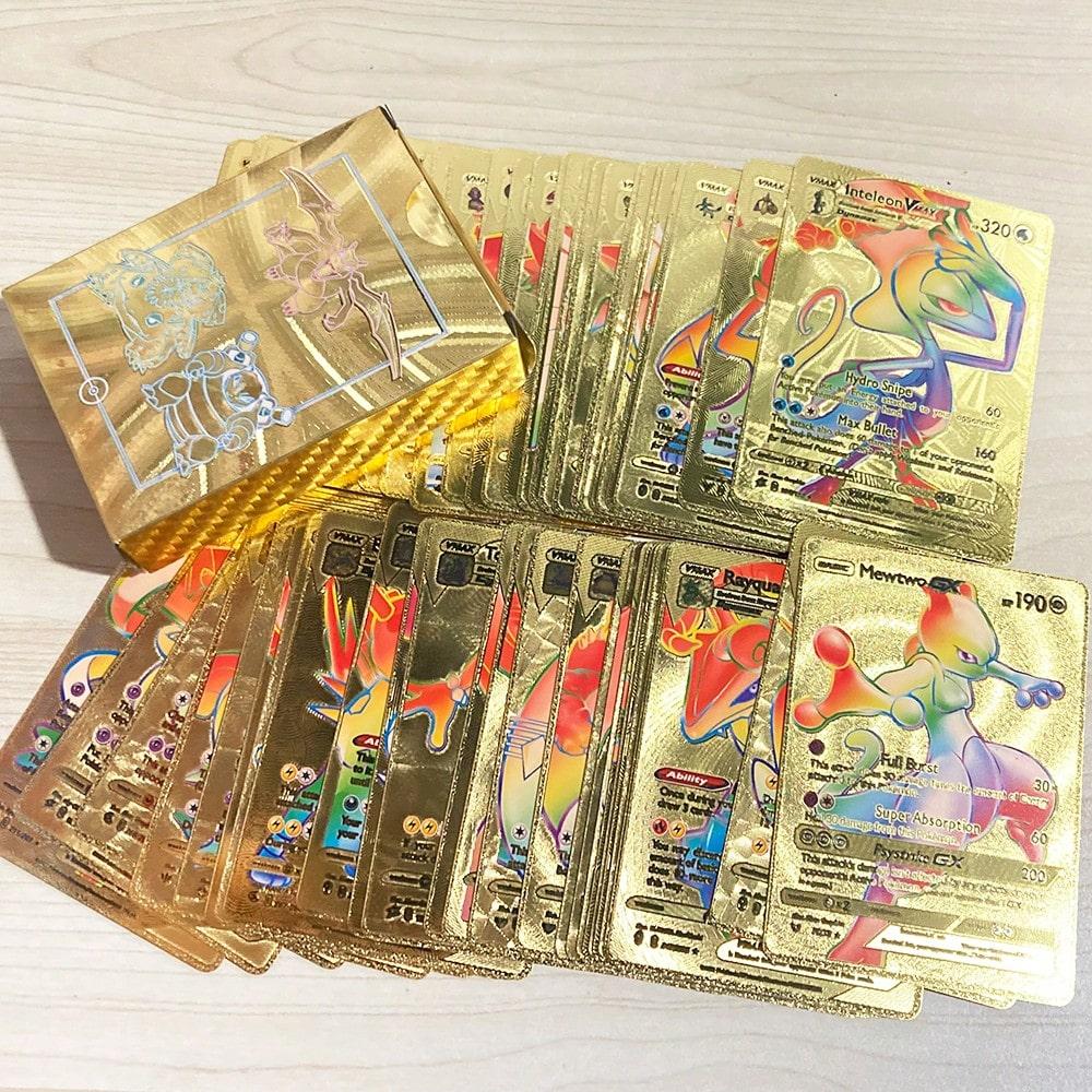 Beautiful 55pcs Pokmon Rainbow Gold Silver and Black English-Language Cards Anime Charizard and Eevee Battle Game Collectibles