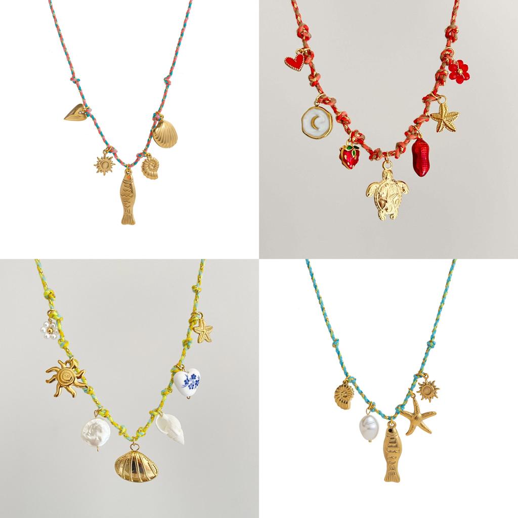 Summer Ocean Starfish Butterfly Shell Pearl Necklace For Female Fashionistas
