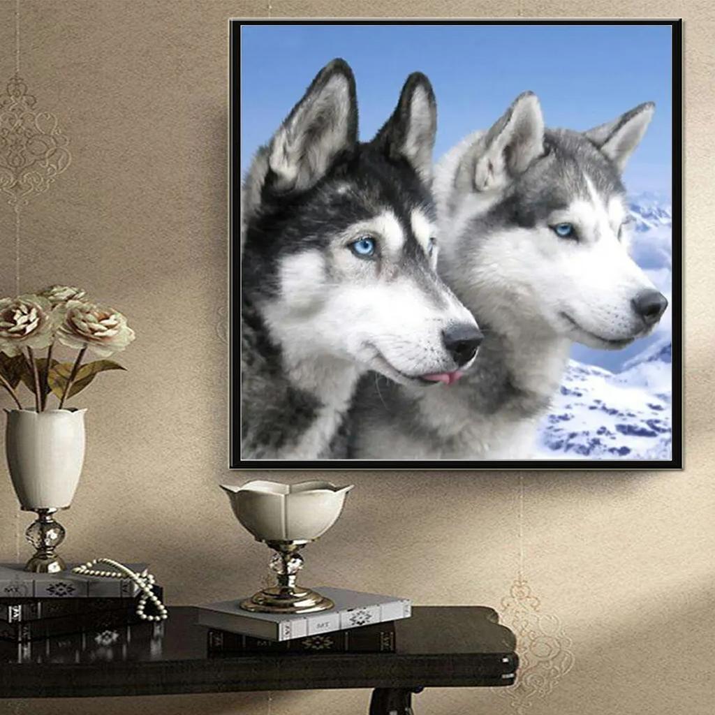 DIY Diamond Painting Two Puppies Cross Stitch Kit Mosaic Art Diamond Painting Full Circle/Square Diamond Home Decoration
