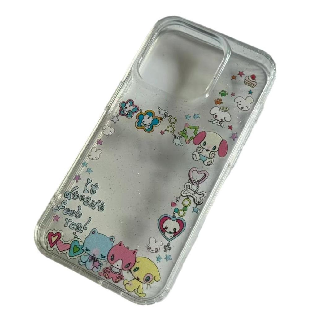 Glitter Star Animal Apple Phone Case for 15PM/14/13/12/XR/XSMAX/8P – Soft Transparent Shell