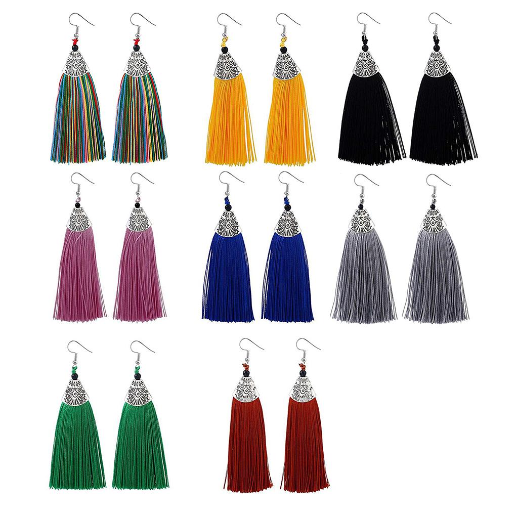 Fish Mouth Decor Colorful Thread Tassel Dangle Women Bridal Earring Ear Stud