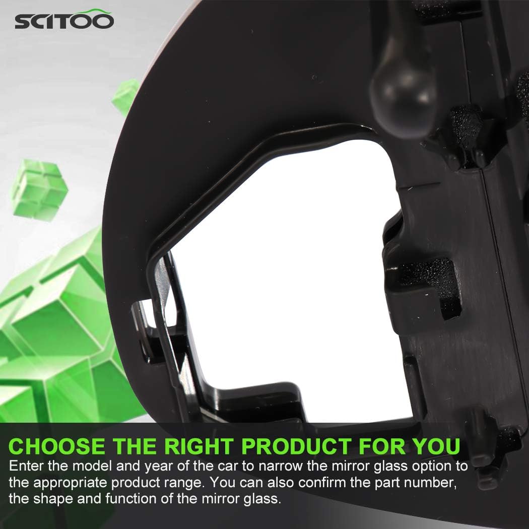 SCITOO Side View Mirror Passenger Side Glass fit for 2012-2015 2016 2017 For Toyota Camry 2015 Corolla 2014-2017 for Yaris Heated Chrome Door Mirror