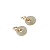 Elegant Chinese Style Imitation Hetian Jade Peace Buckle Earrings for Women - Pair of Round Earrings