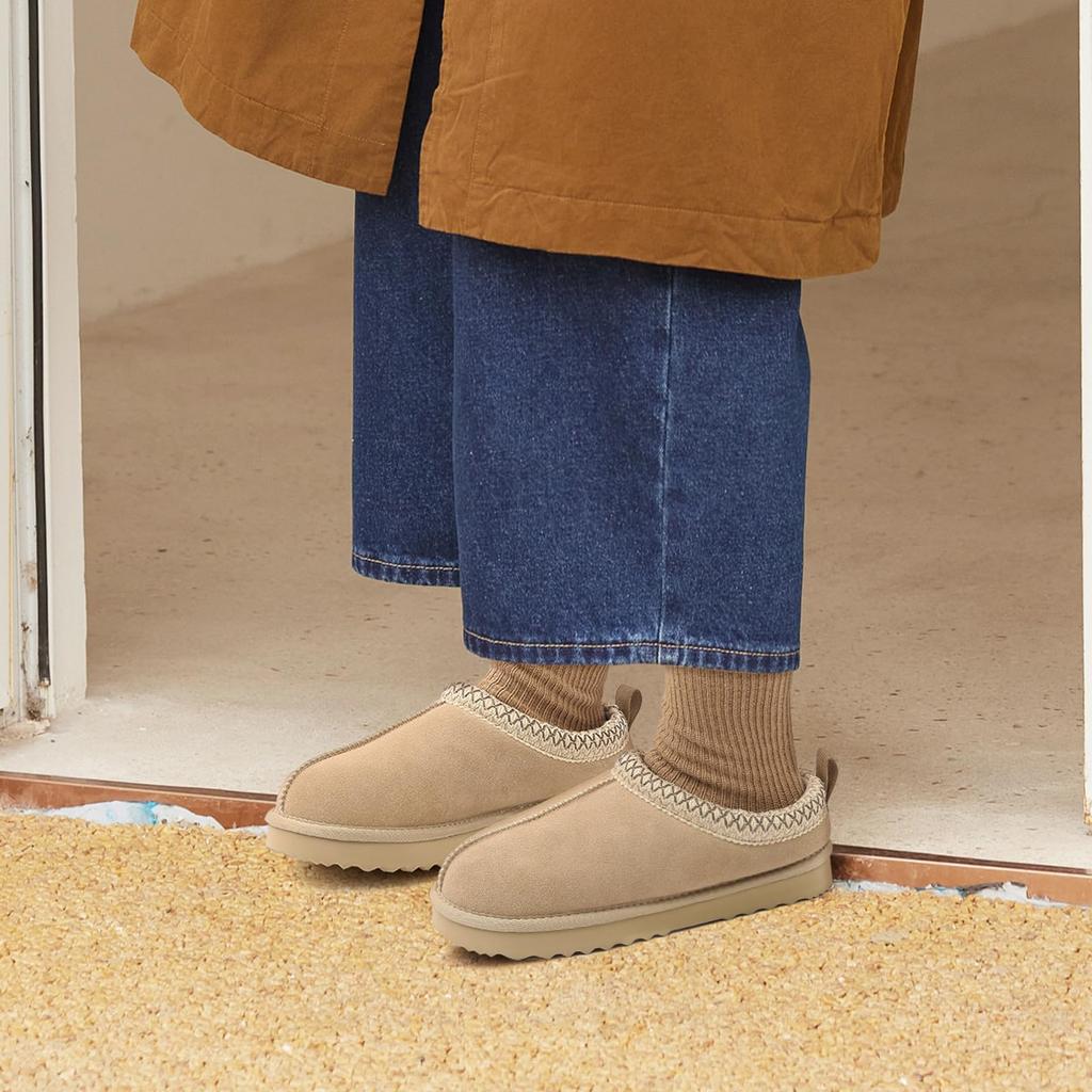 Fashion Smile PoP Genuine Suede Women Slippers Fashion Women Fuzzy House Slippers Water Resistant Fur Women's Slippers Soft Women Shoes