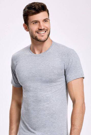 Principle 1122 Gray O-Neck Male Undershirt 10 Pcs