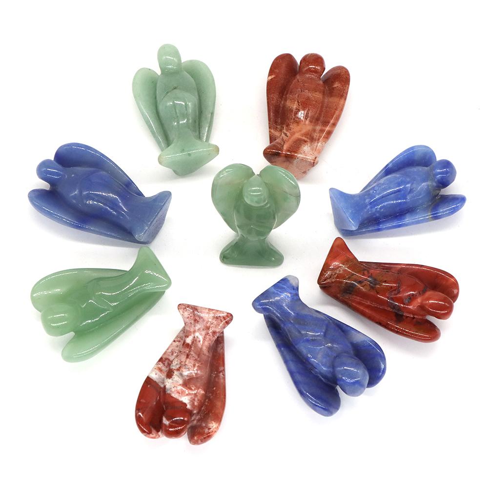 1.5" Guardian Angel Figurine Natural Healing Crystal Statue Home Stone Decor Study Craft Gift Trinket Room Ornament