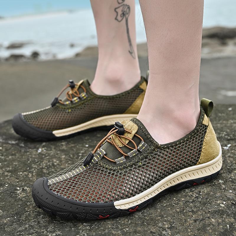 Men's Summer Mesh Non-Slip Outdoor Sports Shoes - Breathable, Wear-Resistant, Large Size Hiking & Travel Sneakers.