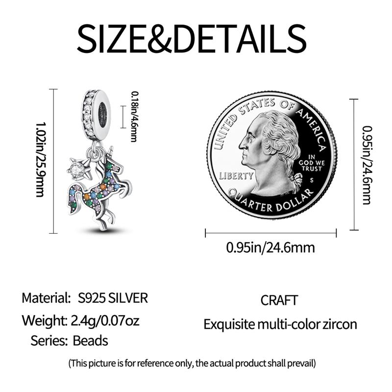 Original Charms Copper Dreamy Colorful Zircon Horse Pendant Beads Fit Bracelet Women Jewelry Making Diy Gift