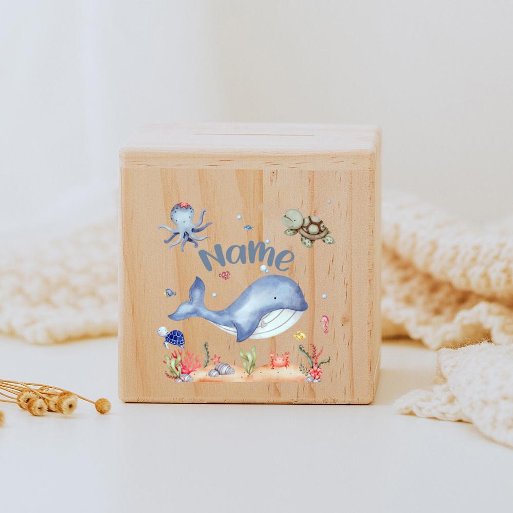 Personalized Wooden Piggy Bank for Kids, Personalized Animal Piggy Bank, Custom Name Gift for Toddler, Unique Birthday Gift