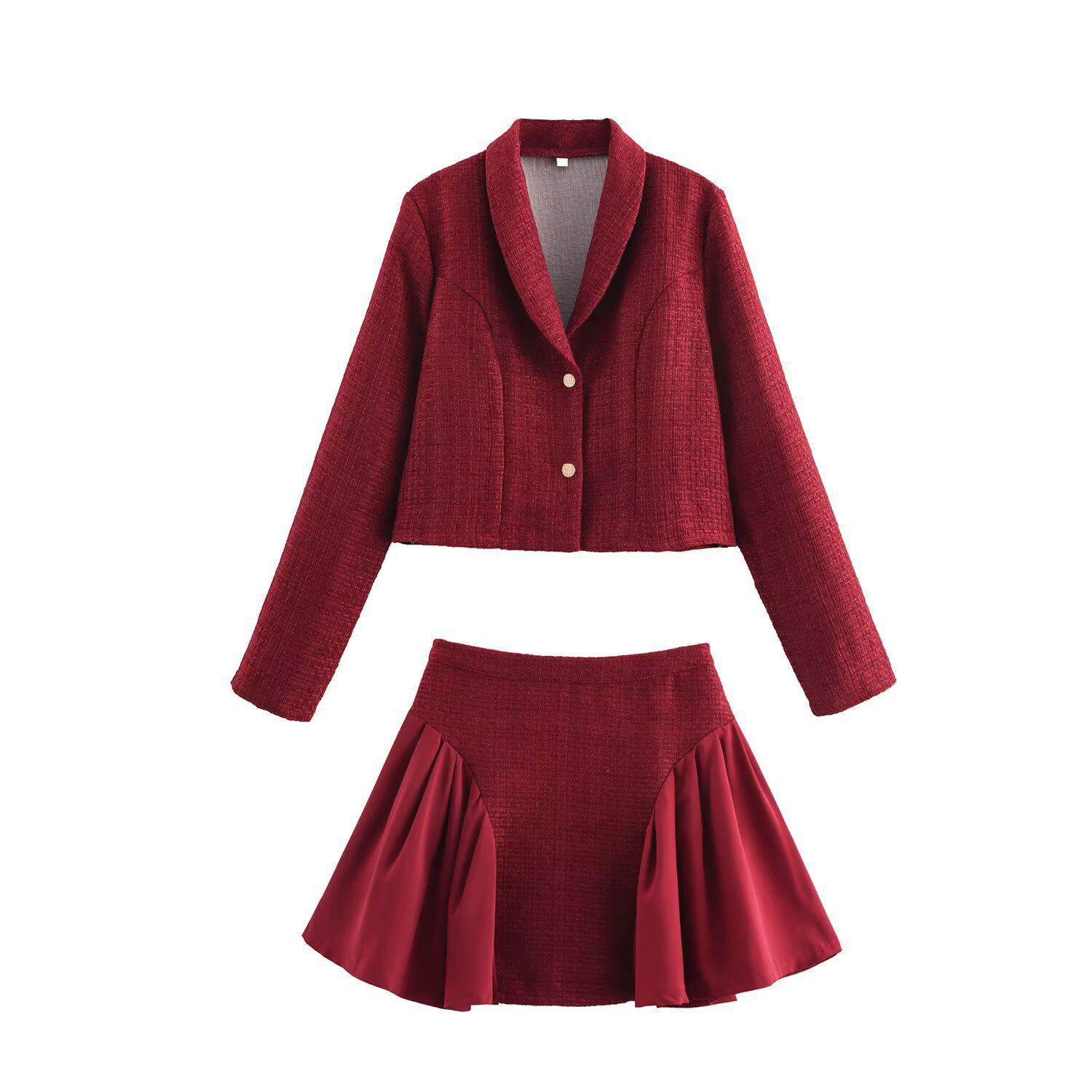 

Весна 2025 Женский костюм в европейском и американском стиле букле, комплект из двух предметов Large