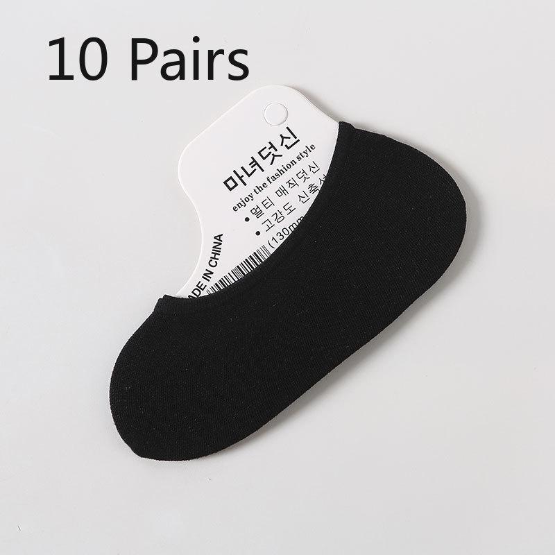 10 Pairs of  Women's Summer Ultra Thin Candy Color Versatile Breathable Silicone Invisible Boat Socks