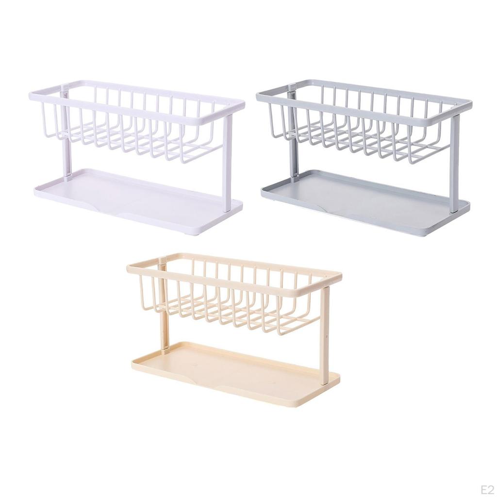 Kitchen Sponge Holder with Drain Tray Drainer Dish Rack for Sink