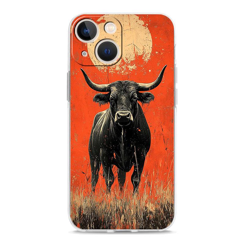 Phone Case For iPhone 17 Cases iPhone Air 16 15 12 13 14 Pro Max 7 8 Plus 16Pro iPhone11 Clear Soft Cover Bull Animal