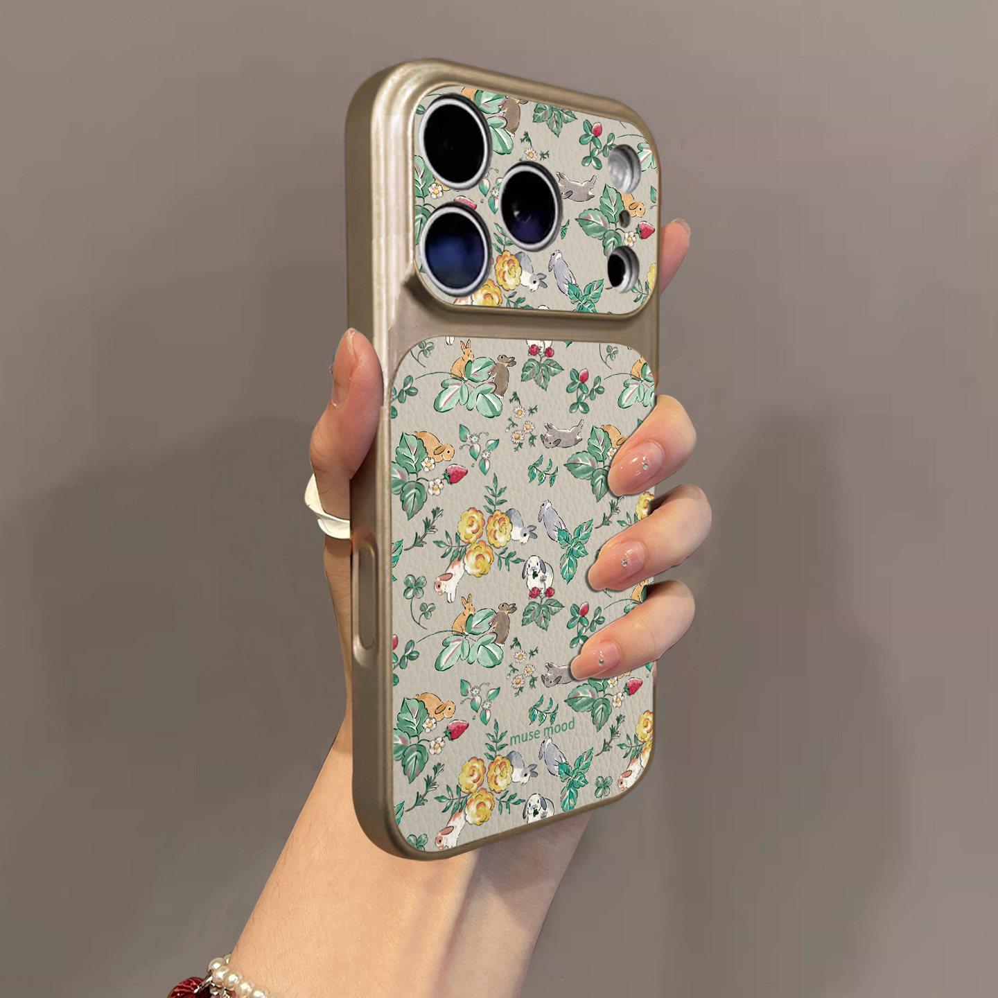 

Flower & Rabbit Design Anti-Fall Phone Case for Apple 17 Pro Max, 16 Pro, 15 Pro Max, 14 Pro - High-End Protection Apple 13PROMAX