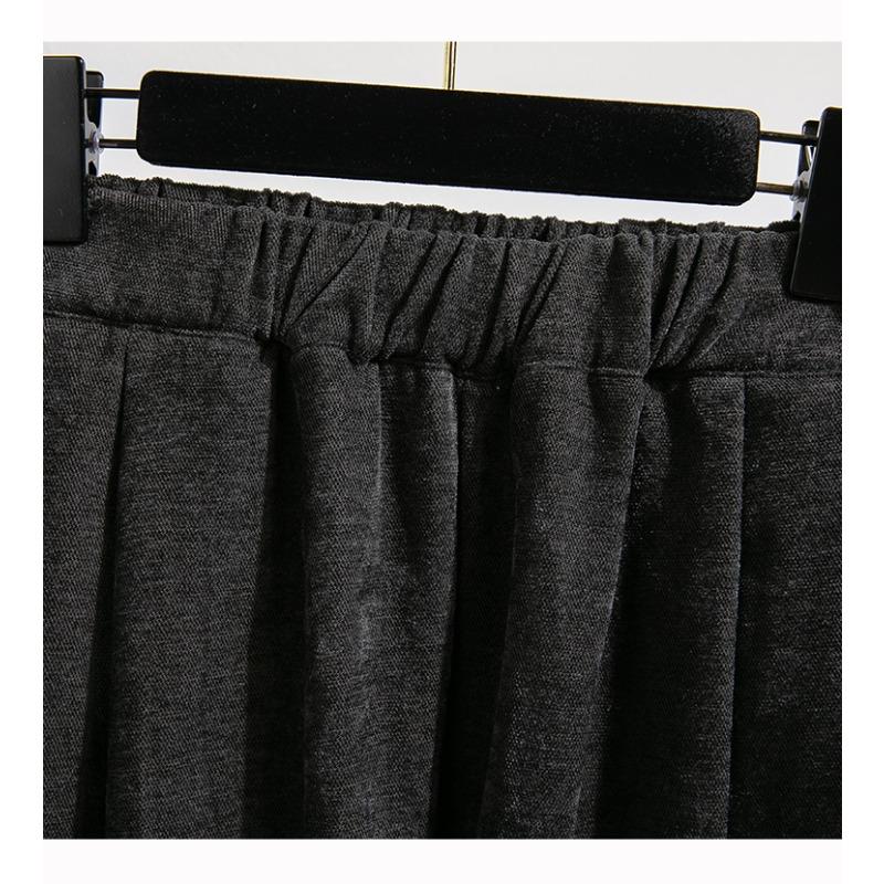 Dimanaf 2025 Autumn Plus Size Corduroy Trousers New Women Clothing Fashion Loose Pleated Red Pants