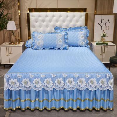 3pcs European Style Cotton Lace Bed Skirt Anti Slip Bed Cover Single Piece Thickened Mattress Cover Three Piece Set