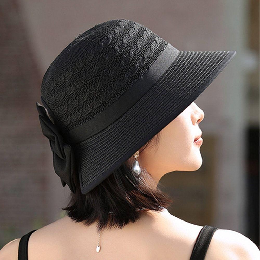 Fashionable Breathable Straw Outdoor Sun Hat Bowknot Design Elegant Beach Hat French Style Seaside Sun Cap Summer Vacation