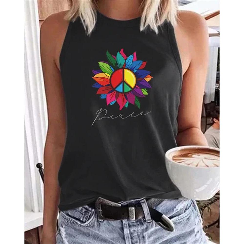 

Летние винтажные топы с цветочным принтом 3D, женская мода, уличная одежда, свободный жилет с круглым вырезом, без рукавов, женская майка XL