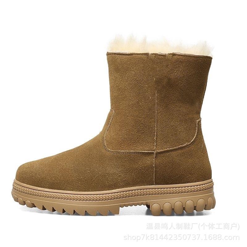 

Меховые интегрированные сноубутсы мужские из коровьей кожи утепленные термо ботинки Мартин зимние северо-восточные большие хлопковые ботинки для минусовой погоды с высоким верхом хлопковые 45 верблюд