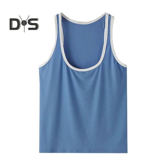 

Мужской спортивный жилет с глубоким U-образным воротником, широкими лямками, безрукавки, цветные пэчворк, свободный крой, повседневный универсальный жилет XL королевский синий