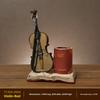 Resin Violin Classic Pen Organizer For Desktop Decoration In Living Study Room