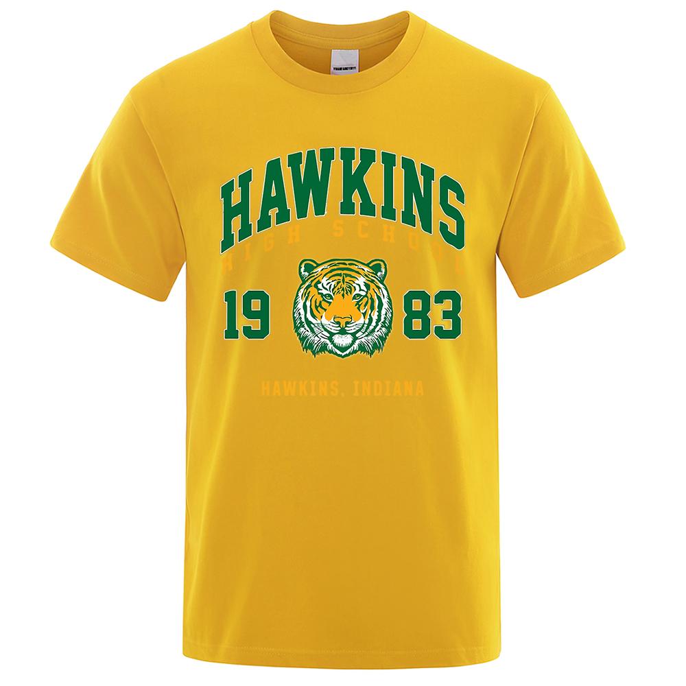 Hawkins High School 1983 Hawkins Indiana Tshirt Male Fashion O-Neck T-Shirt Hip Hop Loose Tee Clothes Casual Breathable Tops Men