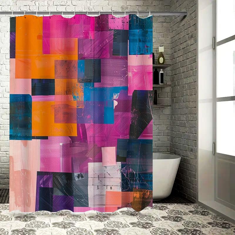 Colorful Modern Shower Curtain Abstract Design Bath Decor for Home Decoration Waterproof Fabric Available in Multiple Sizes on A