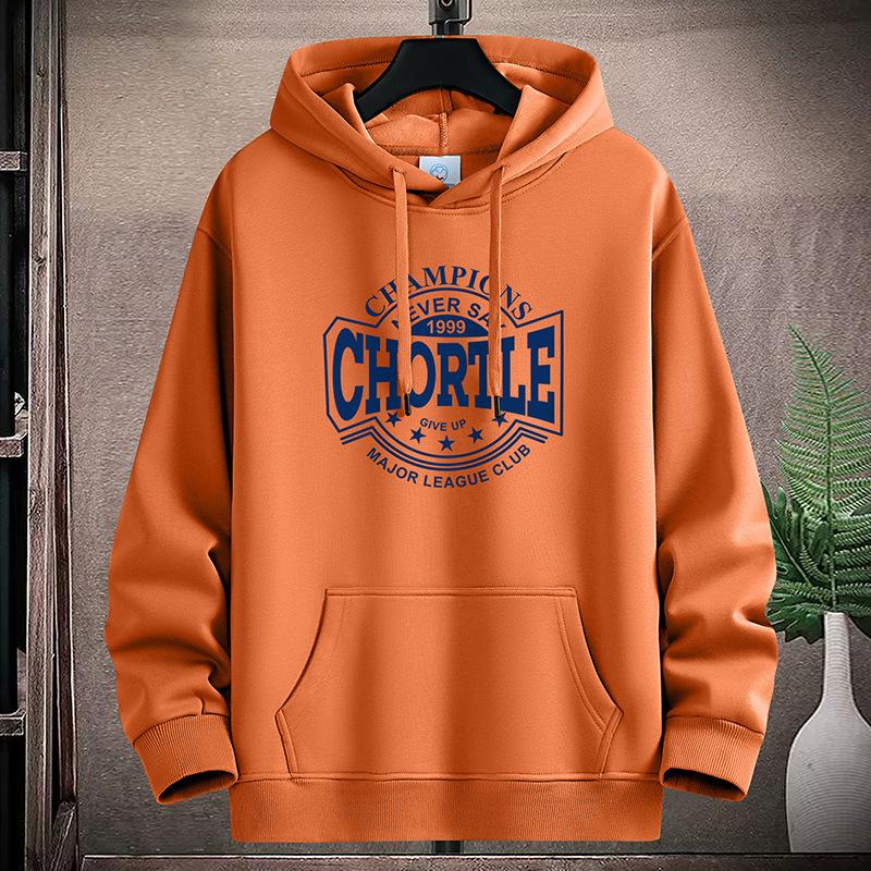 Hooded sweater men's spring and autumn new trendy youth loose and versatile casual couple hoodie large size top velvet