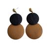 Korean Retro Geometric Wooden Earrings: Women's Long Dangle Ear Hoops, Simple Handmade Dotted Round Jewelry