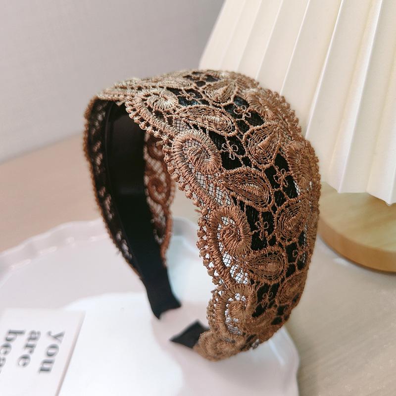 

Покрывающий белые волосы головной убор темпераментная заколка для волос широкий край расширенный тонкий стиль модная повязка на голову широкий край кружевная повязка на голову кофейный