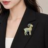 Beautiful Goat Enamel Brooch -inlaid Rhinestone Brooch Trendy Animal Pin  Wedding