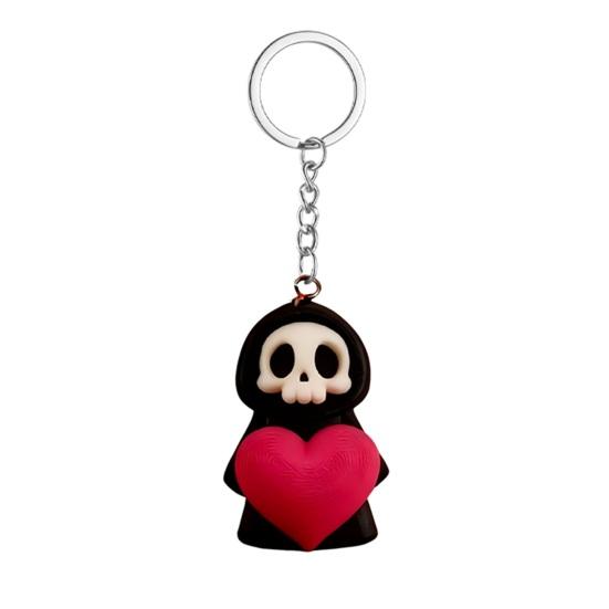 Keychain Pendant Skull Hugging Heart Design Key Chain 3D Printed Decorative Bag Pendant