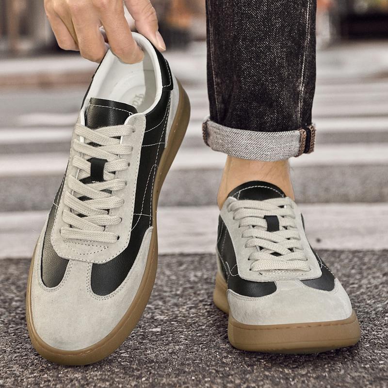 Fashion Men Walking Men Casual Shoes Leather Fashion Skate Shoes Men Lace-Up Men's Vulcanize Footwear Male Comfortable Outdoor Flats
