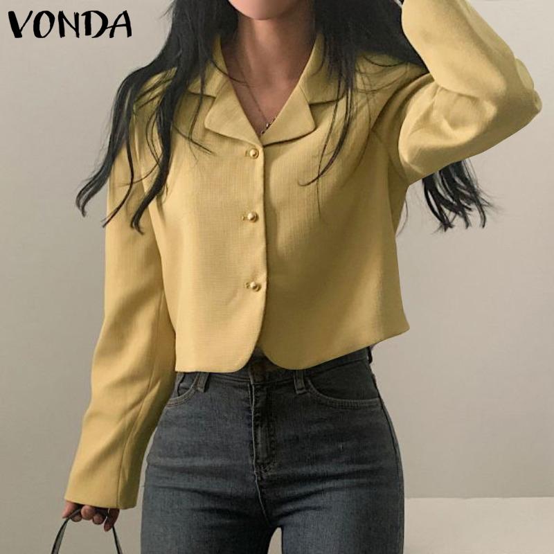 

VONDA Летние женские топы на пуговицах с длинными рукавами