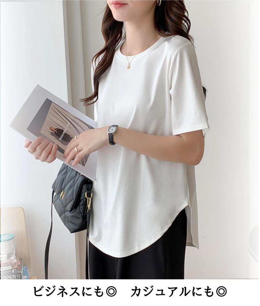 Stretch Short Sleeve Solid Fall Rose C&CL Women's T-Shirt Blouse, Color, Casual, Business, Summer, Spring, (JP, Alphabet, M, Pink)