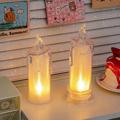 LED-Kerzen, Kristalllampe, LED-flammenlose Kerzen, betriebene Stumpenkerzen mit realistischem Flammenlicht, Schreibtischlampe, dekorative Kerzen