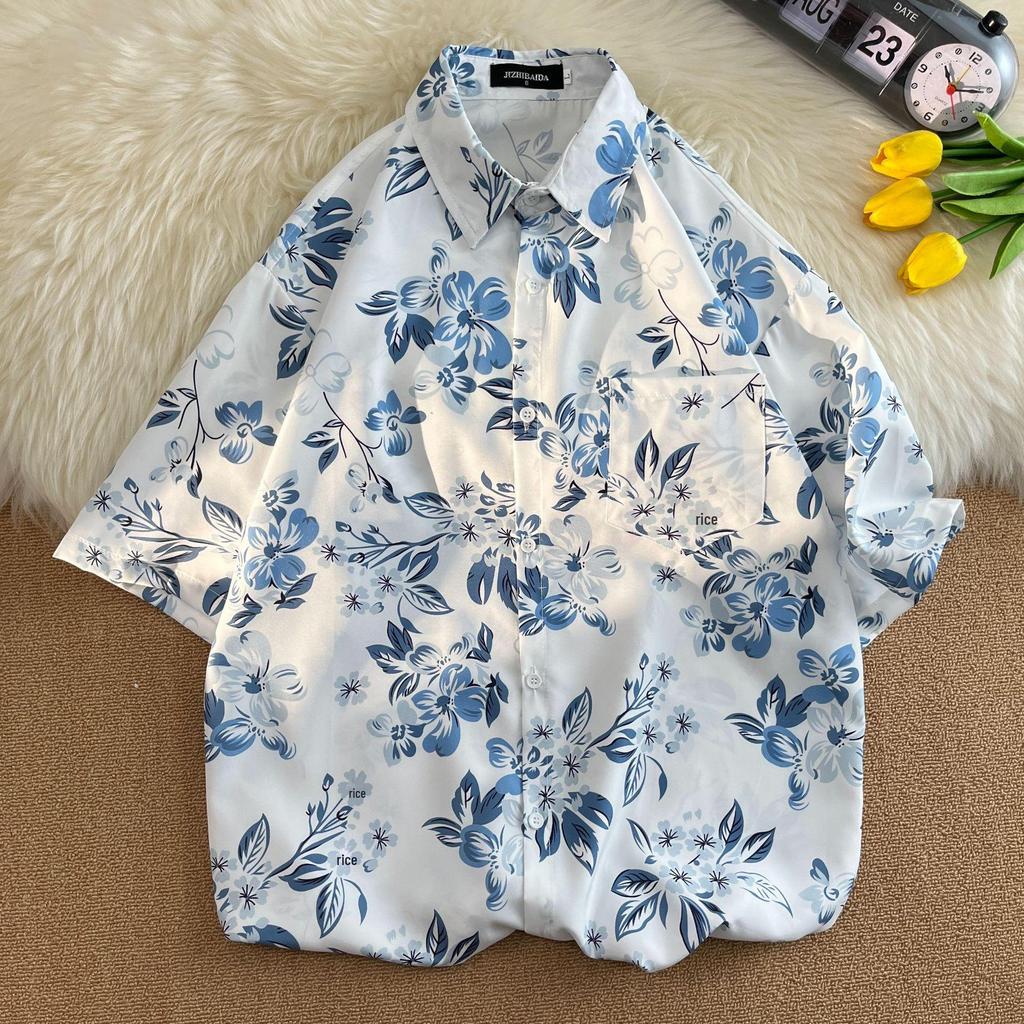 Hong Kong Style Vintage Sunflower Floral Shirt - Unisex Casual Short Sleeve