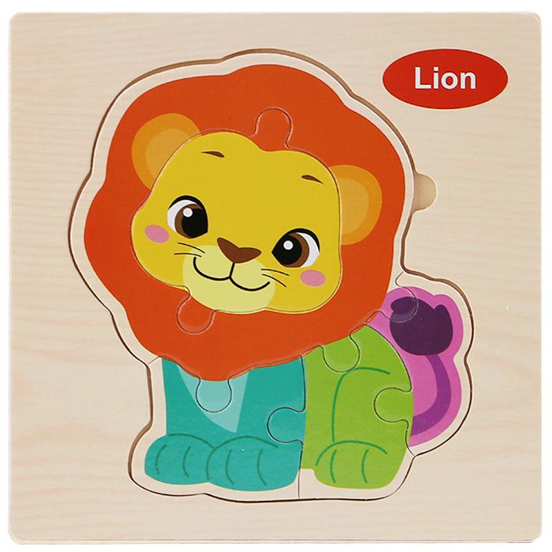 Wooden Cartoon Animal & Transport Puzzle for Toddlers, Educational Toy for Ages 2-3
