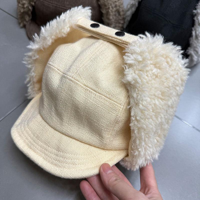 Cotton and linen thickened plush ear protection Lei Feng hat Unisex winter outdoor cold-proof skiing cycling warm flying hat