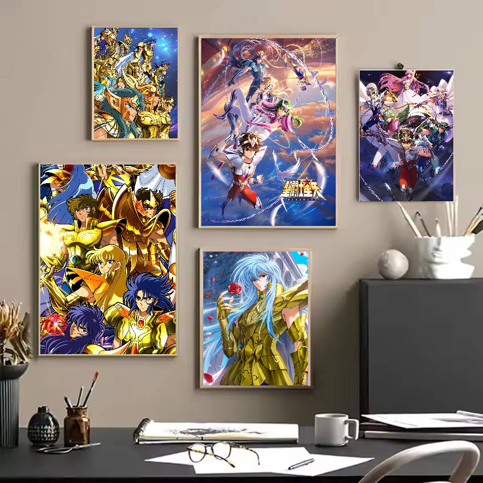 Plakat Saint Seiya Samoprzylepna Sztuka Wodoodporny Papierowy Naklejka Kawiarnia Bar Pokój w Domu Studenckim Dekoracja Ściany