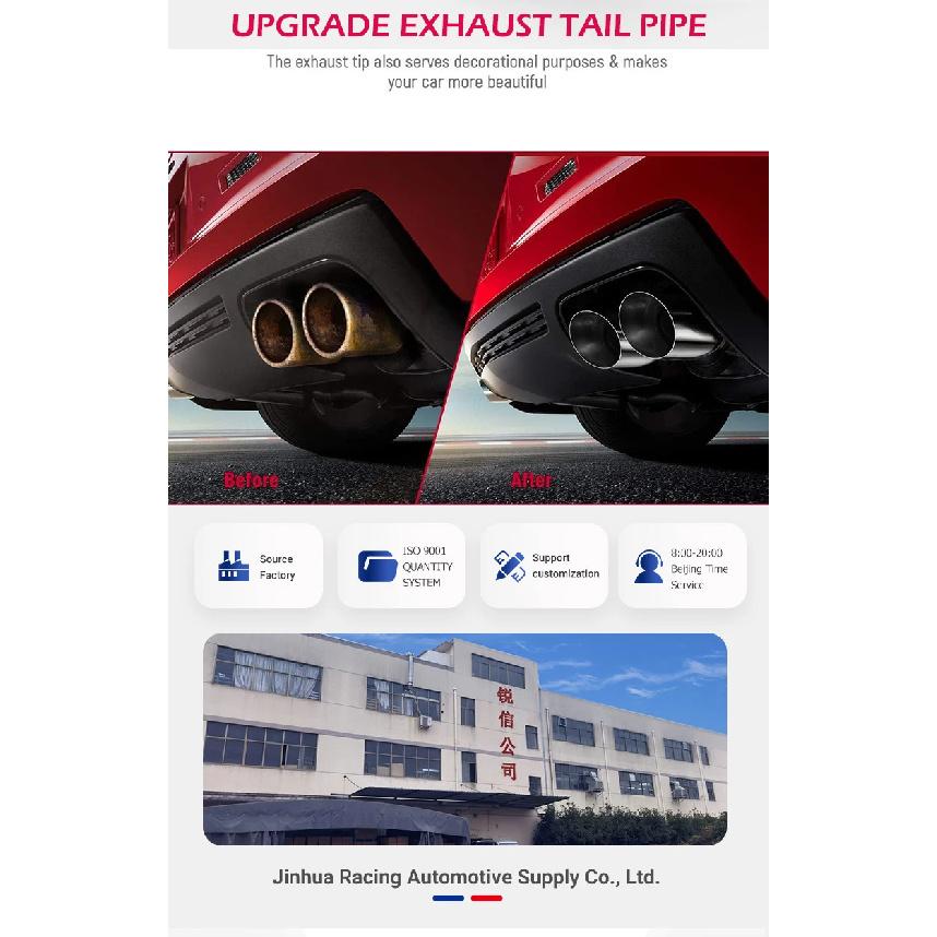 Exhaust Racing Car Exhaust Tip Modified Stainless Steel Tailpipe Flat Edge Single Layer Customize Logo Muffler Nozzle
