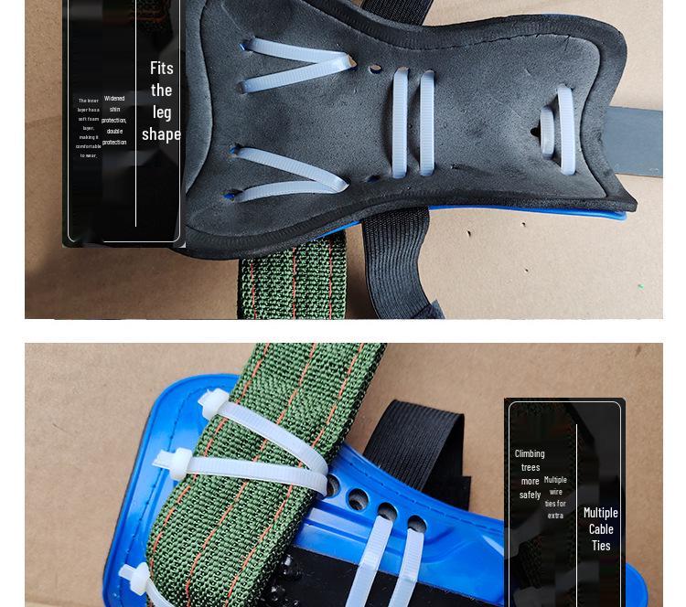 Tree Climbing Tool: Upright Foot Spikes with Large Bend and Wasp Foot Buckle Iron Shoes