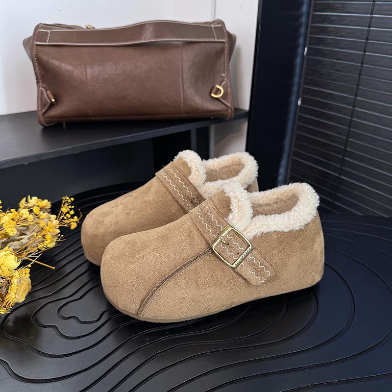 

Women s Large Size Soft Sole Winter Warm Belt Buckle Non-Slip Fur Snow Boots Padded Lined Ankle Boots Non-Slip Hiking Sports Cotton Shoes 35 хаки