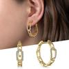Golden Chain Earrings Sterling Silver Women Zircon Ear Studs Sparkling Pave Hoop Earring Jewelry Gift