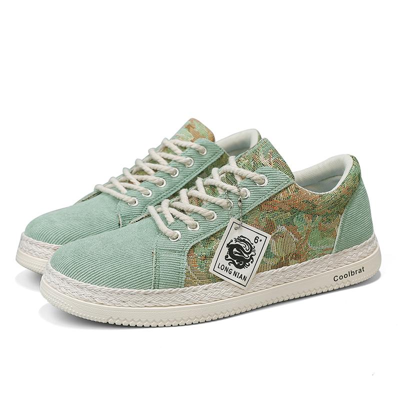 

New Autumn Men Canvas Shoes Trendy Sports Leisure Low Top Board Shoes Simple Work Trend Versatile 39 зелёный