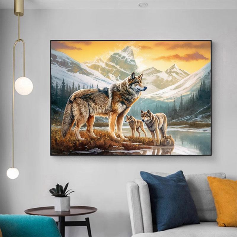 5d DIY Diamond Painting Cross Stitch Animal Wolf Diamond Embroidery Mosaic Full Round Drill Home Decor