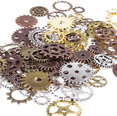 50Gram DIY Assorted Color Antique Metal Steampunk Gears Charms Pendant Clock Watch Wheel Gear Crafting, Jewelry Making Accessory
