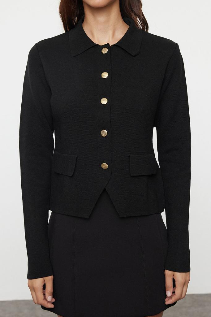 Women's Elegance Style Cardigan Black Premium Yarn Special Yarn Basic Knitwear Cardigan