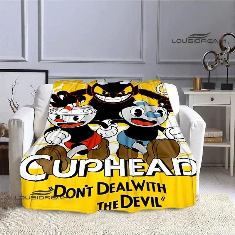 Cuphead Anime Printed Blankets Children's Warm Beautiful Blankets Flannel Soft and Comfortable Blanket Home Travel Birthday Gift
