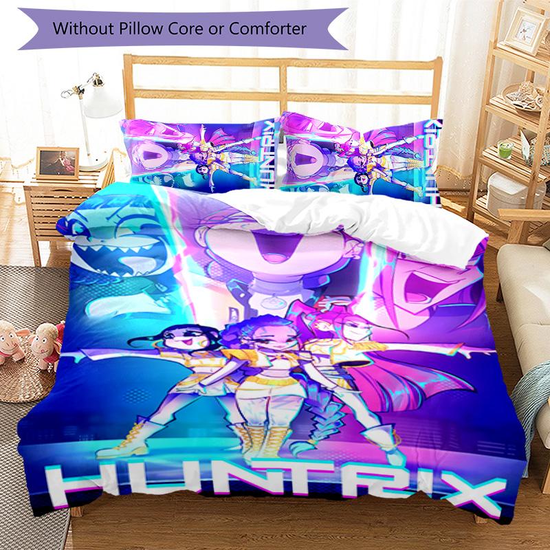 KPOP Hunter 3pcs Bedding Set Duvet Cover Closure Includes 1 Duvet Cover & 2 Pillowcases for All Seasons Bedroom Home Dorm Decor
